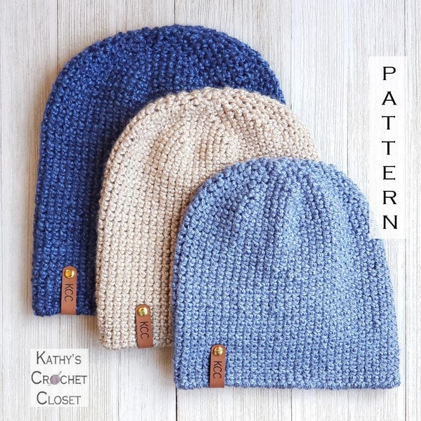 Crochet Hat PATTERN - Fox Trail Beanie - Men's Crochet Beanie Pattern - Unisex Winter Hat Pattern - Men Child Toddler Hat Pattern