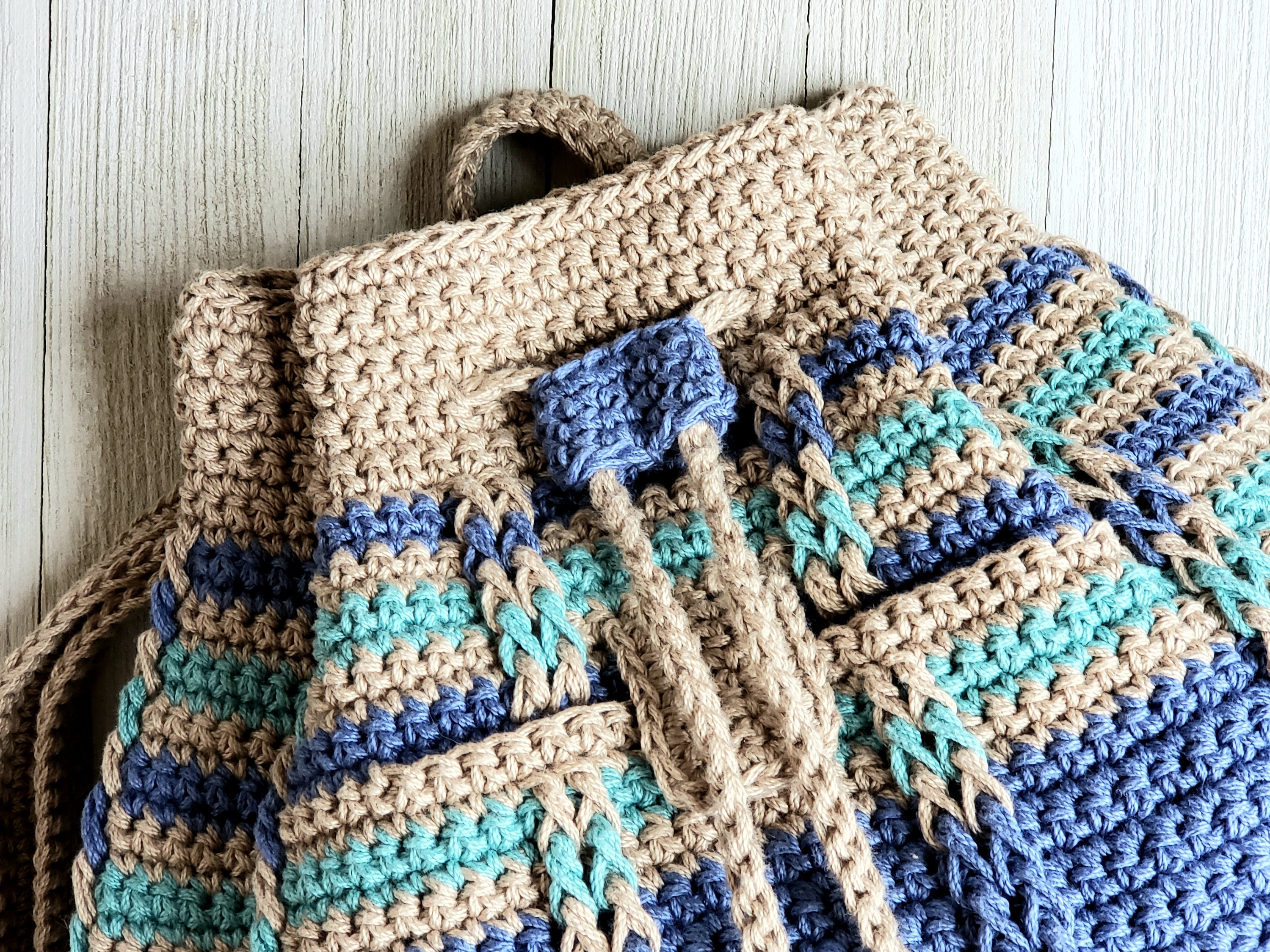 Crochet Bag PATTERN Cable Stripes Backpack Drawstring Bag - Etsy UK