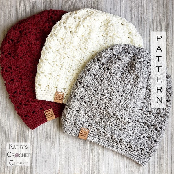 Crochet Hat PATTERN - First Frost Beanie - Lightweight Crochet Beanie Pattern - Light Slouchy Hat Pattern - DIY Crochet Beanie