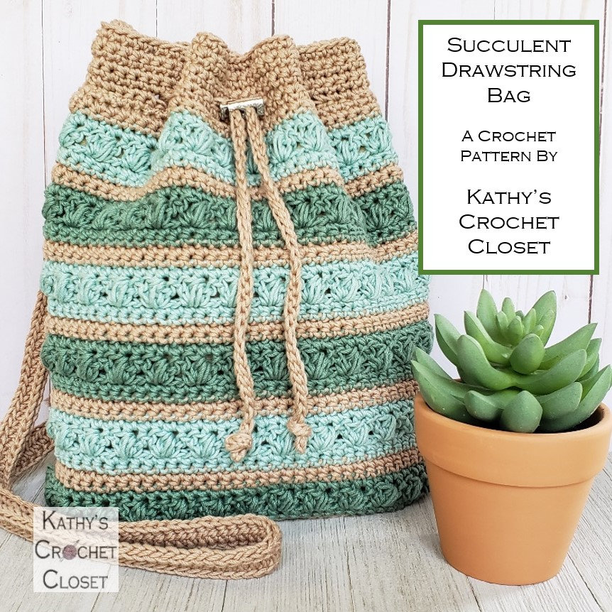 33 Succulent Crochet Patterns for Easy Indoor Garden Decor and Handmade Gifts 25 Succulent Drawstring Bag