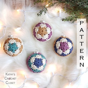Crochet Christmas Ornament PATTERN - Flower Christmas Bauble Pattern - Crochet Ball Ornament - Christmas Decoration - Crochet Holiday Decor