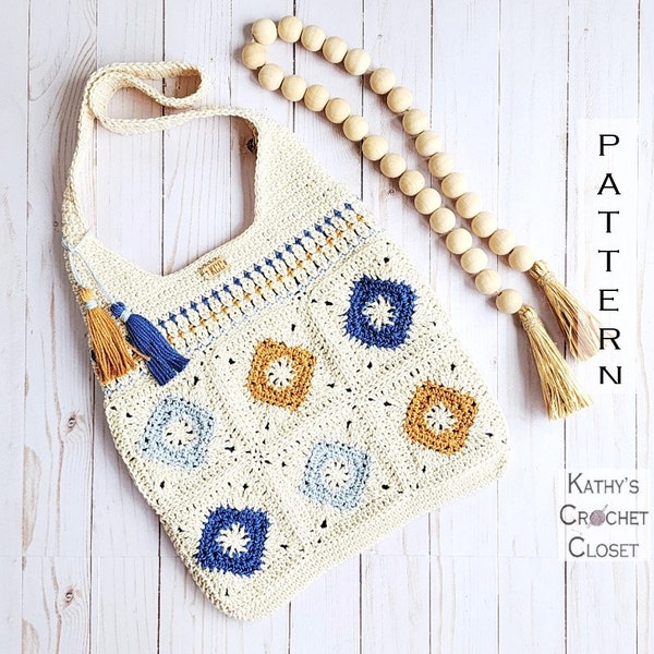 Crochet Bag PATTERN - Diamond Daze Shoulder Bag - Boho Crochet Bag Pattern - DIY Crochet Bag - Granny Square Bag Pattern