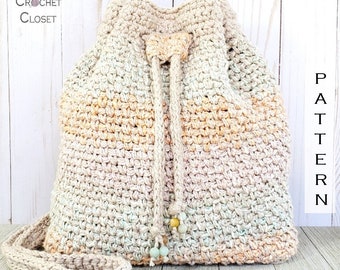 Crochet Bag PATTERN - Sanibel Drawstring Bag - DIY Crochet Bag - Crochet Crossbody Bag Pattern - Crochet Drawstring Bag Pattern