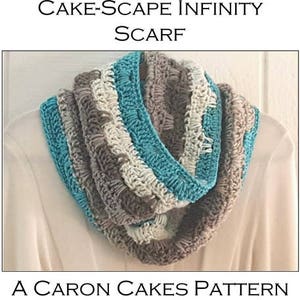 Crochet Scarf PATTERN Cake Scape Infinity Scarf Caron Cakes Scarf Pattern DIY Crochet Infinity Scarf Striped Crochet Scarf Pattern image 5