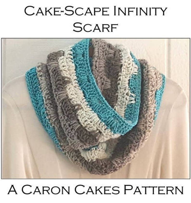 Crochet Scarf PATTERN Cake Scape Infinity Scarf Caron Cakes Scarf Pattern DIY Crochet Infinity Scarf Striped Crochet Scarf Pattern image 5