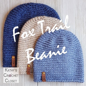 Crochet Hat PATTERN Fox Trail Beanie Men's Crochet Beanie Pattern Unisex Winter Hat Pattern Men Child Toddler Hat Pattern image 8