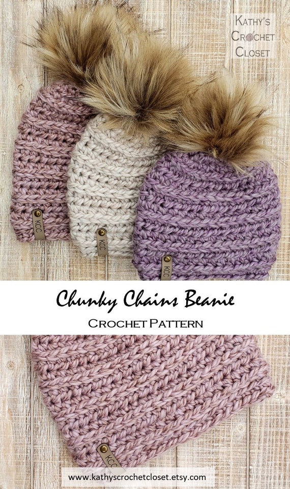 Crochet Hat PATTERN - Chunky Chains Beanie - Crochet Beanie