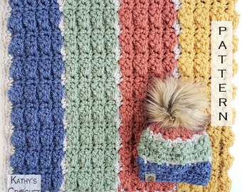 Atlas Baby Blanket and Hat - Crochet Infant Afghan PATTERN (PDF Download)