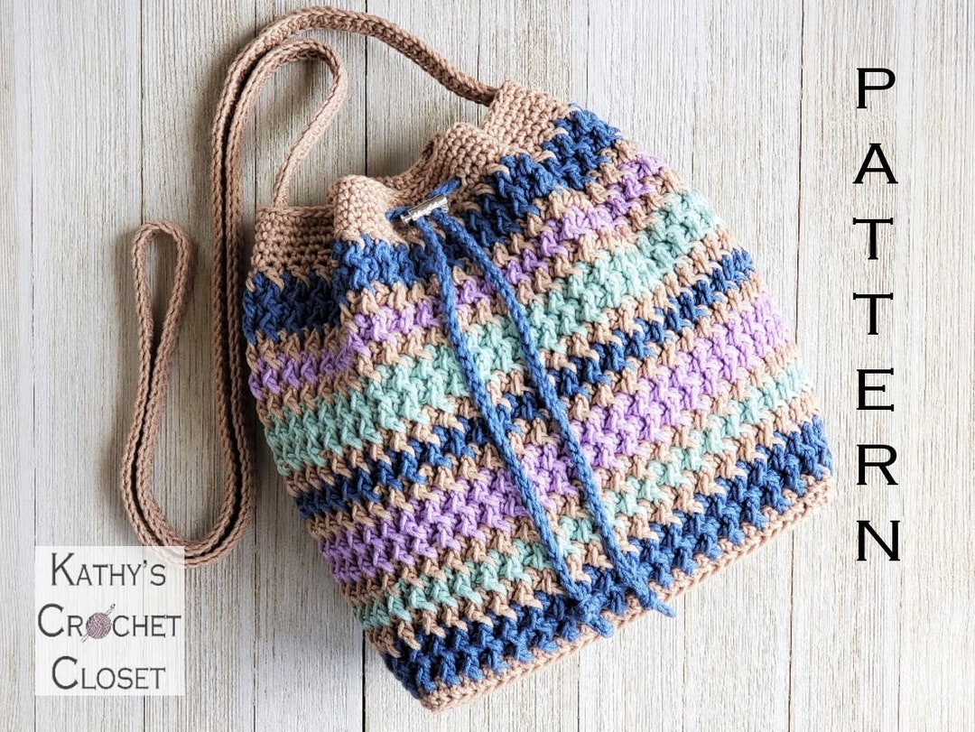 Crochet Bag PATTERN Crooked Post Drawstring Bag DIY - Etsy
