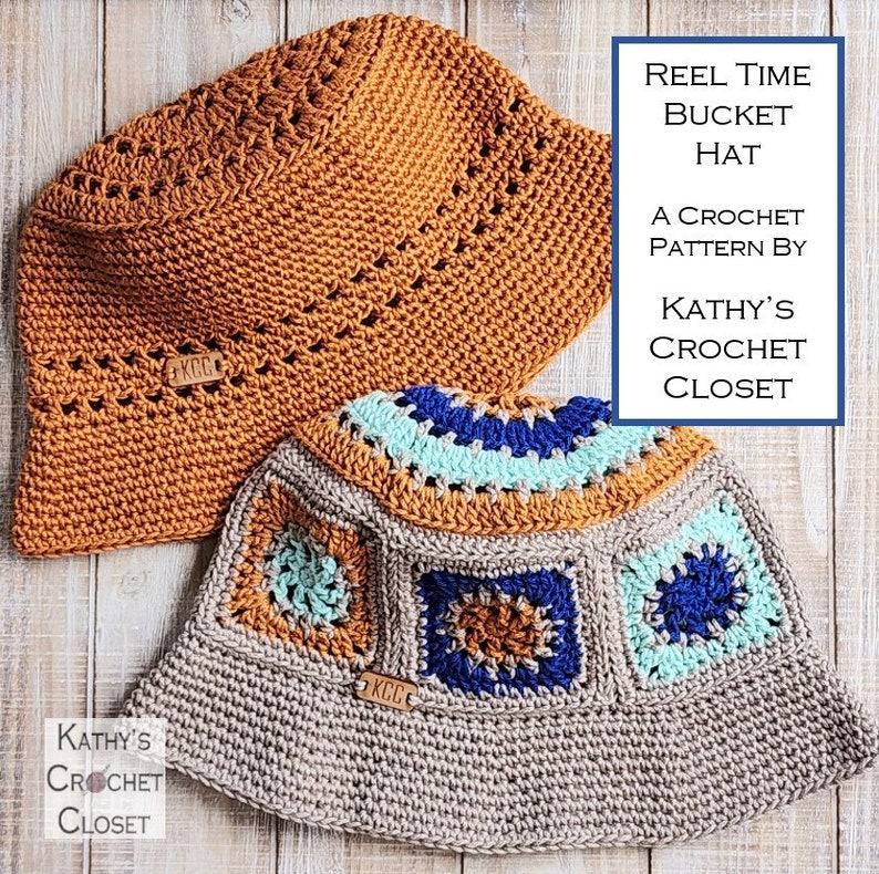 Crochet Bucket Hat PATTERN Reel Time Bucket Hat Summer Hat Pattern DIY Bucket Hat Granny Square Bucket Hat Pattern Sun Hat Pattern image 8