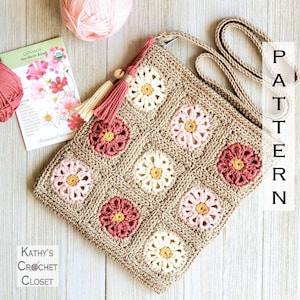 Crochet Bag PATTERN - Cosmos Crossbody Bag - DIY Crochet Bag - Crochet Flower Bag Pattern - Granny Square Bag Pattern - Granny Square Purse