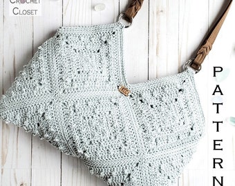 Crochet Bag PATTERN -  Sea Glass Shoulder Bag - DIY Crochet Bag - Granny Square Bag Pattern - Crochet Tote Bag Pattern - Beach Bag Pattern