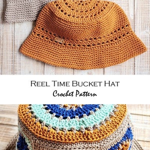 Crochet Bucket Hat PATTERN Reel Time Bucket Hat Summer Hat Pattern DIY Bucket Hat Granny Square Bucket Hat Pattern Sun Hat Pattern image 9