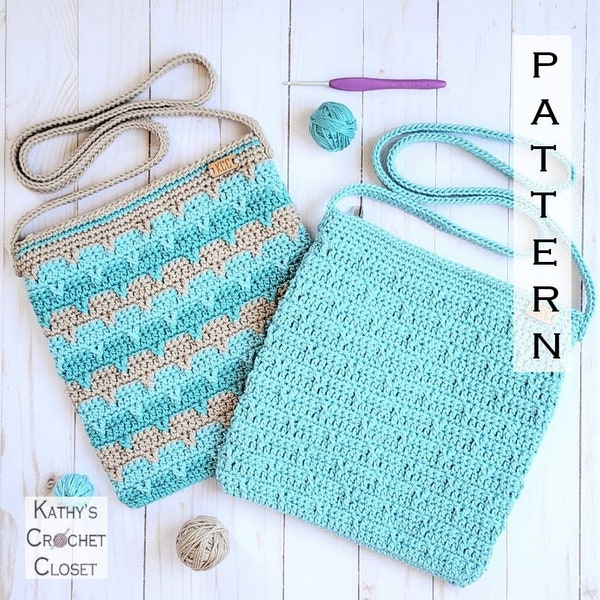 Crochet Bag PATTERN - Day Trip Crossbody Bag - Crossbody Bag Pattern - Striped Bag Pattern - DIY Crochet Bag - Crochet Purse Pattern