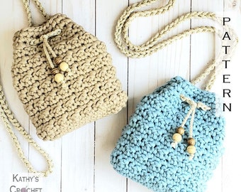 Crochet Bag PATTERN -  Sawyer Crossbody Bag - DIY Crochet Bag - Crochet Drawstring Bag Pattern - Crochet Drawstring Mini Bag