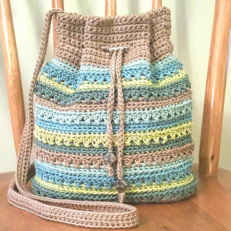 Crochet Bag PATTERN Crisscross Drawstring Bag Boho Bag Pattern Crochet Drawstring Purse image 8