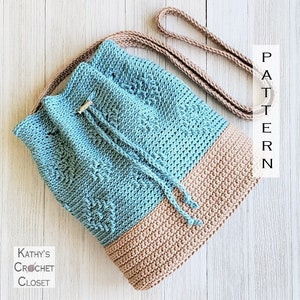 Crochet Bag PATTERN -  Diamond Drawstring Bag - DIY Crochet Bag - Crossbody Bag Pattern - Crochet Drawstring Bag Pattern - DIY Crochet Purse