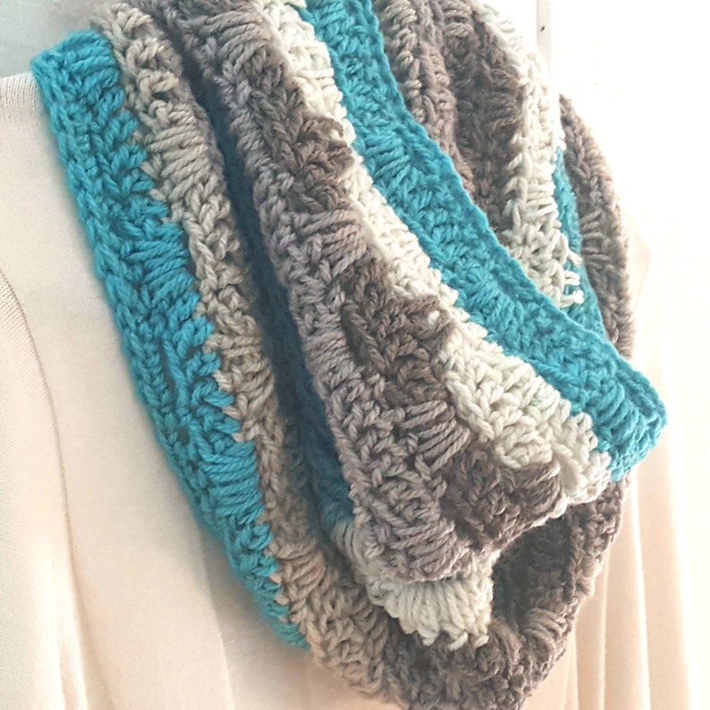 Crochet Scarf PATTERN Cake Scape Infinity Scarf Caron Cakes Scarf Pattern DIY Crochet Infinity Scarf Striped Crochet Scarf Pattern image 4