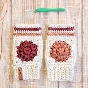Crochet Mitts PATTERN Dahlia Mitts Crochet Fingerless Gloves Pattern Granny Square Mitts Texting Gloves Crochet Pattern image 4