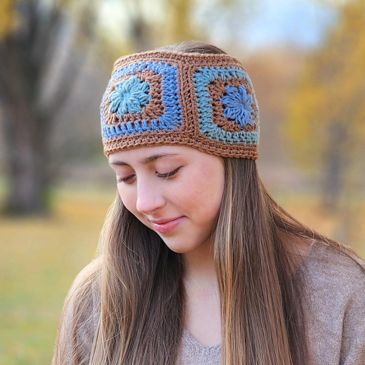 Petals Headband - Crochet Granny Square Ear Warmer Head Band