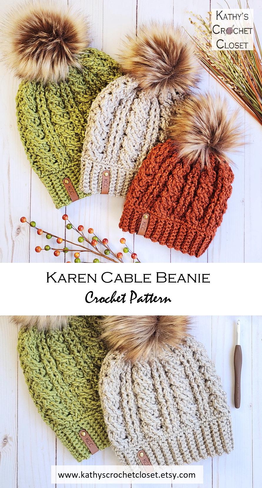 Karen Cable Beanie - DIY Crochet Winter Hat PATTERN (PDF  display picture 2