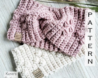 Calentador de orejas de punto de diamante - Patrón de diadema de crochet trenzado (Descarga PDF)