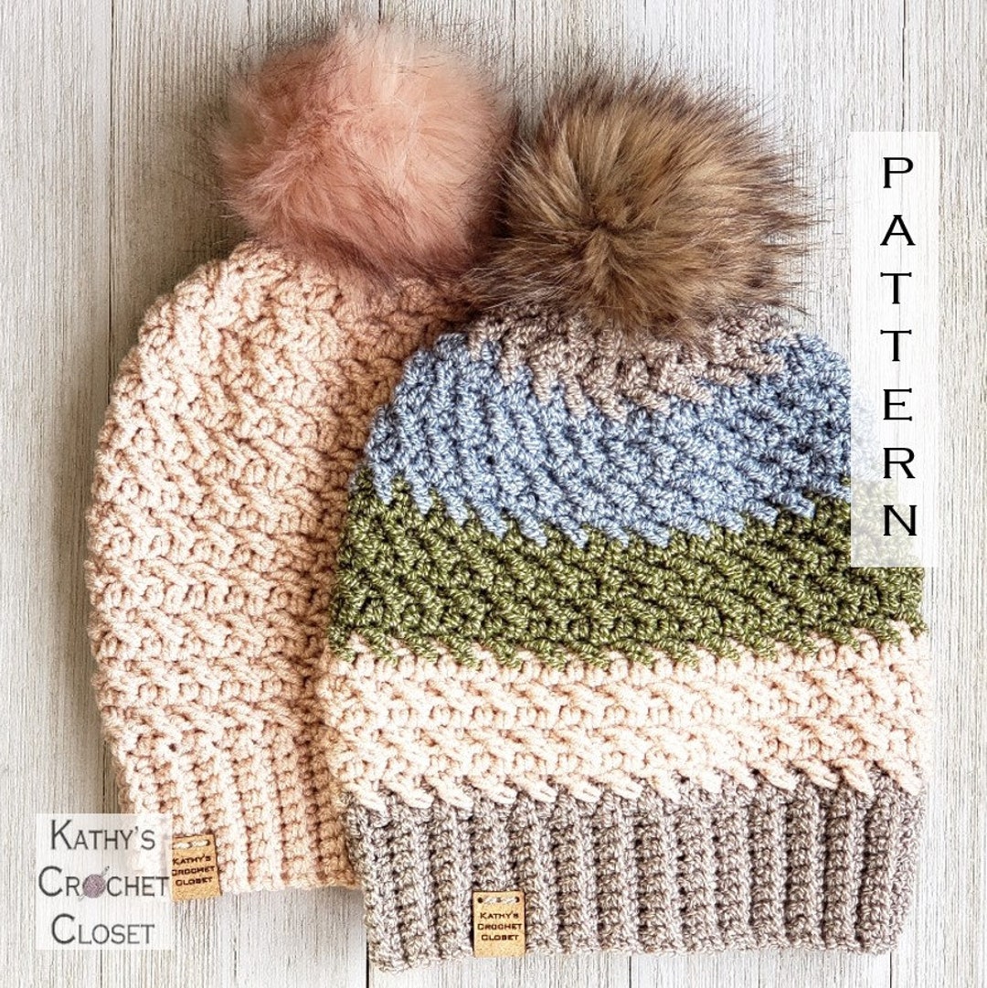 Pebble Trail Beanie - Crochet Textured Winter Hat PATTERN (PDF Download ...