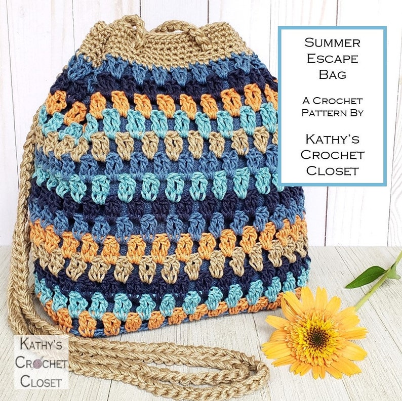 Crochet Bag PATTERN Summer Escape Bag DIY Crochet Bag Crossbody Bag Pattern Crochet Drawstring Bag Pattern DIY Crochet Purse image 2