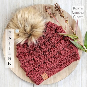 Market Puff Beanie - Crochet Winter Hat PATTERN in 6 Sizes
