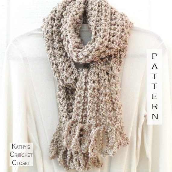 Crochet Scarf PATTERN - Long Scarf With Loopy Fringe Pattern