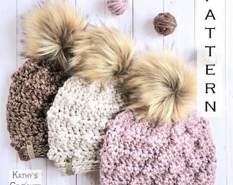 Crochet Hat PATTERN - Cozy Dot Beanie - Crochet Beanie Pattern - DIY Crochet Hat - Chunky Hat Pattern - Womens Hat Pattern