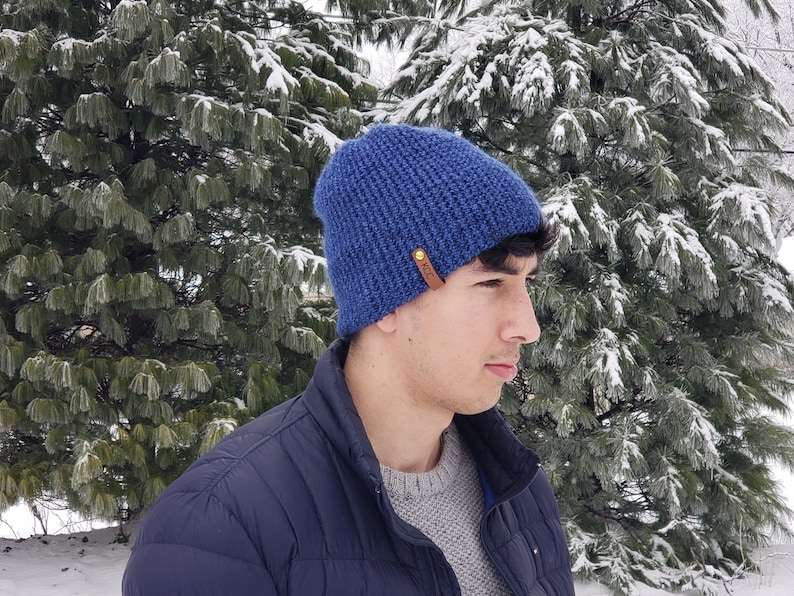 Crochet Hat PATTERN Fox Trail Beanie Men's Crochet Beanie Pattern Unisex Winter Hat Pattern Men Child Toddler Hat Pattern image 6