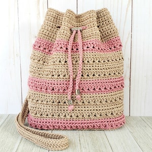 Crochet Bag PATTERN Crisscross Drawstring Bag Boho Bag Pattern Crochet Drawstring Purse image 5