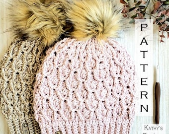 Crochet Hat PATTERN - Wavy Dot Beanie - Slouchy Crochet Hat Pattern - DIY Woman's Crochet Hat Pattern - Fitted Crochet Beanie Pattern