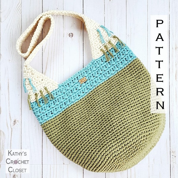 Crochet Bag PATTERN - Bayside Bucket Bag - Beach Bag Pattern - Summer Bag Pattern - Crochet Bucket Bag - Crochet Hobo Bag