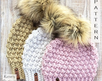 Posh Puffs Beanie - Crochet Puff Stitch Hat PATTERN