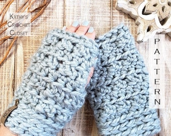 Crochet Mitts Pattern - Bluff Trail Mitts - Texting Mitts Pattern - DIY Crochet Fingerless Gloves - Chunky Mitts Pattern