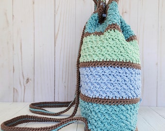 Color Wave Backpack - Crochet Striped Drawstring Bag PATTERN  display picture 1