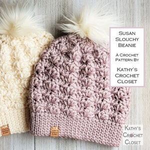 Crochet Hat PATTERN Susan Slouchy Beanie Crochet Beanie Pattern DIY Crochet Hat Chunky Hat Pattern Womens Hat Pattern image 6