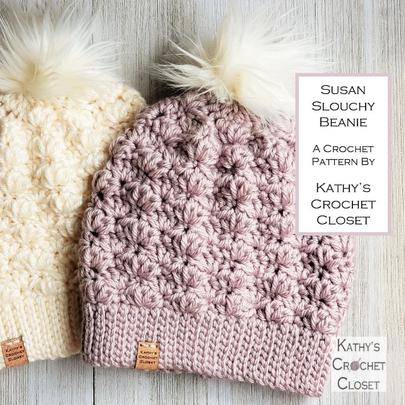 Crochet Hat PATTERN Susan Slouchy Beanie Crochet Beanie Pattern DIY Crochet Hat Chunky Hat Pattern Womens Hat Pattern image 6