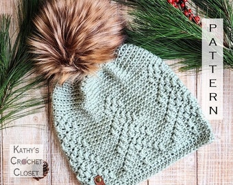 Crochet Hat PATTERN - Pine Woods Beanie - Pine Tree Hat - Christmas Tree Hat Pattern- Women's Beanie Pattern - Crochet Beanie Pattern -