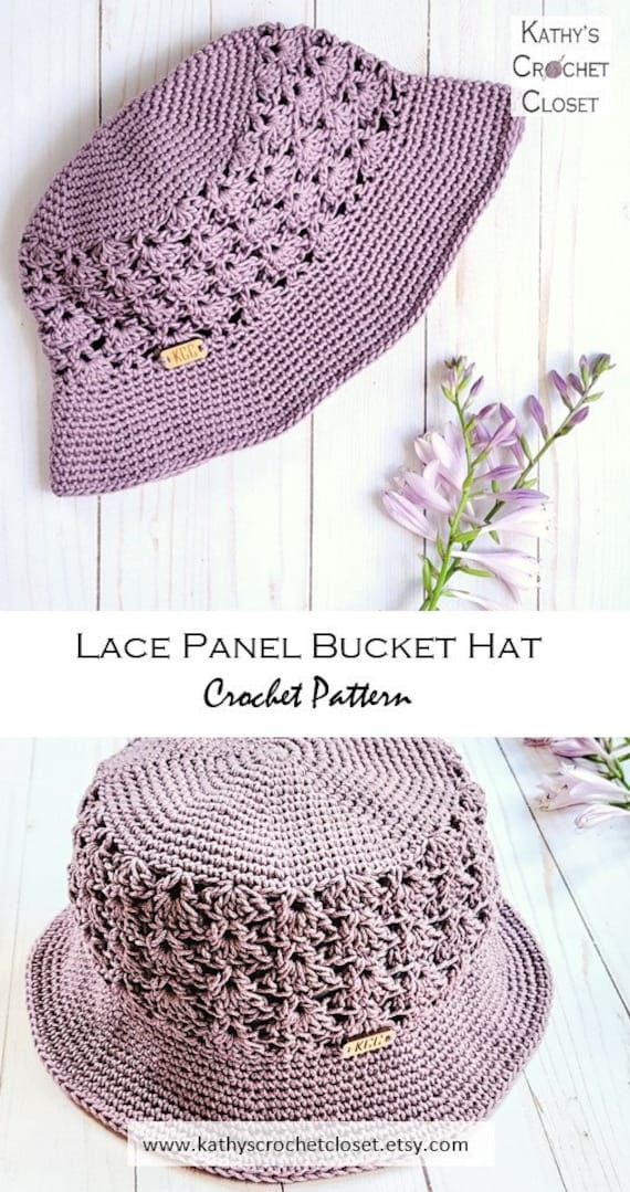 Lace Panel Bucket Hat - DIY Crochet Lacy Summer Hat PATTERN (PDF