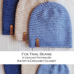 Crochet Hat PATTERN Fox Trail Beanie Men's Crochet Beanie Pattern Unisex Winter Hat Pattern Men Child Toddler Hat Pattern image 9