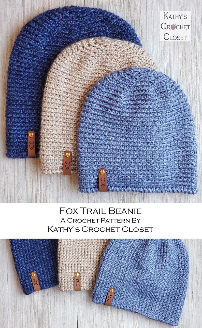 Crochet Hat PATTERN Fox Trail Beanie Men's Crochet Beanie Pattern Unisex Winter Hat Pattern Men Child Toddler Hat Pattern image 9