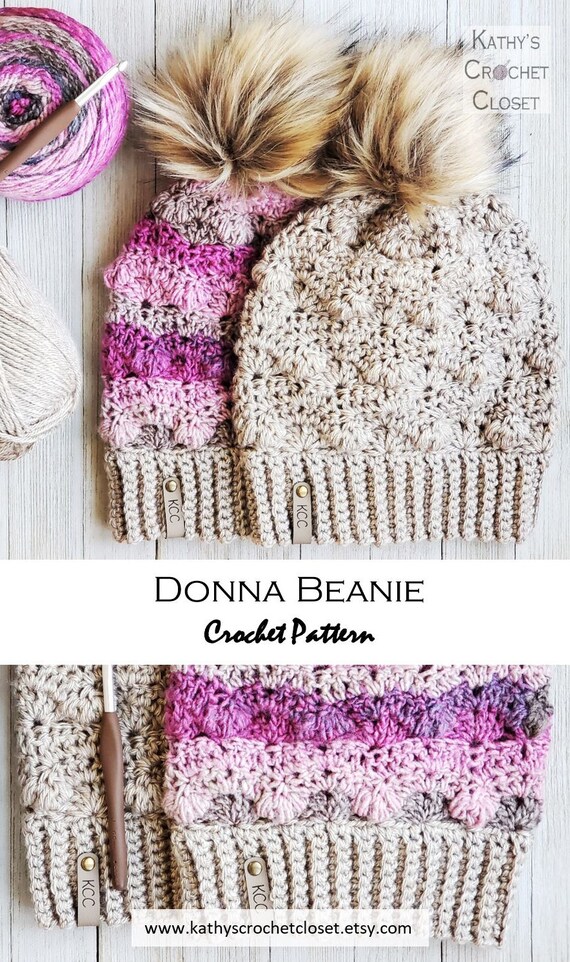 Donna Beanie - Crochet Textured Slouchy Hat PATTERN (PDF  display picture 2