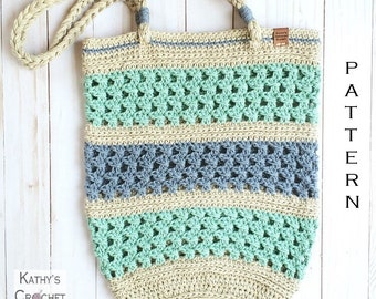 Crochet Bag PATTERN - Sarasota Beach Bag - Beach Bag Pattern - Market Bag Pattern - Farmers Market Tote - DIY Cotton Bag