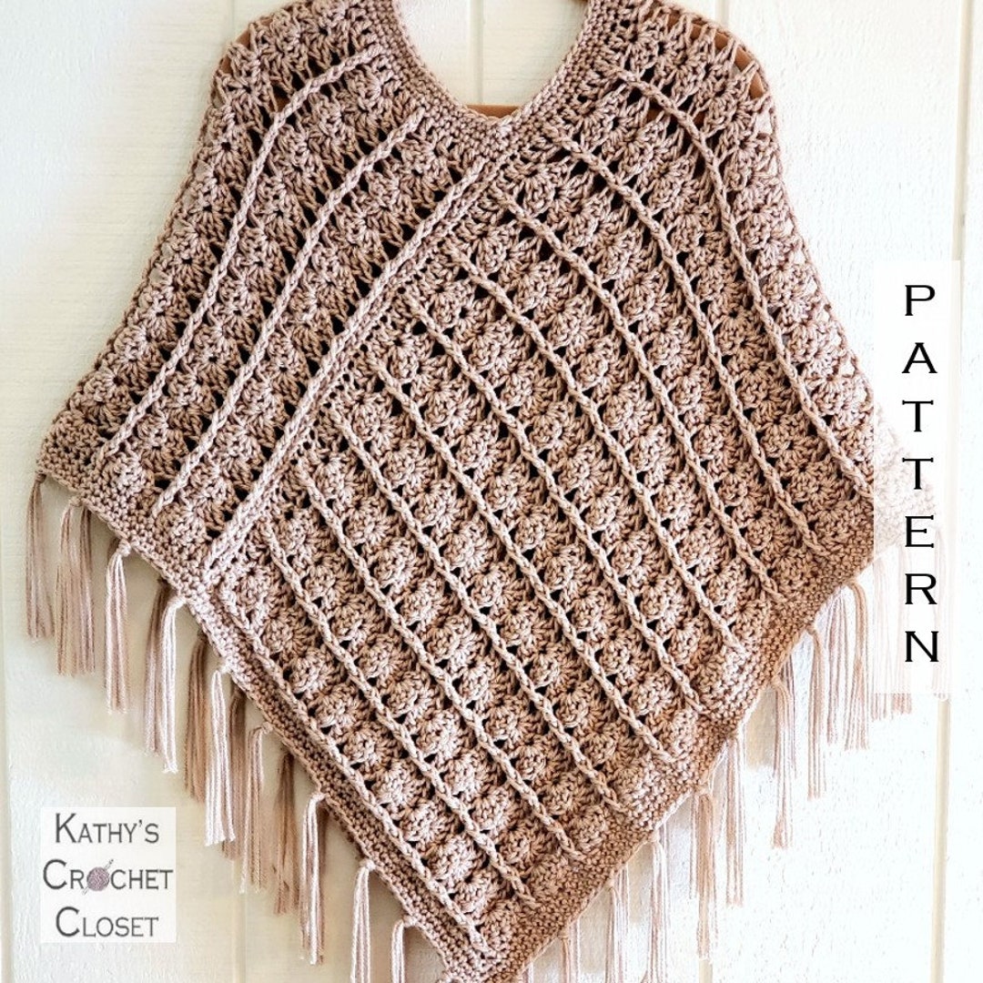 Crochet Poncho Pattern - Quick Cable Poncho - Womens Fall
