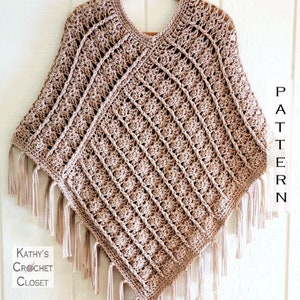 Crochet Poncho Pattern - Quick Cable Poncho - Womens Fall Poncho - Easy Boho Poncho Pattern - Easy Chunky Poncho Pattern