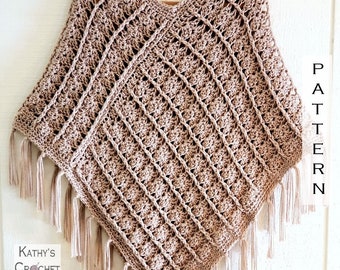 Crochet Poncho Pattern - Quick Cable Poncho - Womens Fall Poncho - Easy Boho Poncho Pattern - Easy Chunky Poncho Pattern