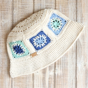 Crochet Bucket Hat PATTERN Reel Time Bucket Hat Summer Hat Pattern DIY Bucket Hat Granny Square Bucket Hat Pattern Sun Hat Pattern image 4